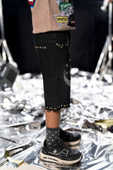 Elite Kids Rhinestones Chain Night Sky Denim Shorts Multi Colors