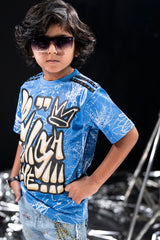 Elite Kids No Finish Line Rhinestone Over Sized Heavy Kids T-Shirt Multi Colors