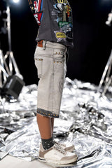 Elite Kids Rhinestones Chain Night Sky Denim Shorts Multi Colors