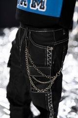 Elite Kids Black Wax Stars Studded Cargo Denim Jeans Black