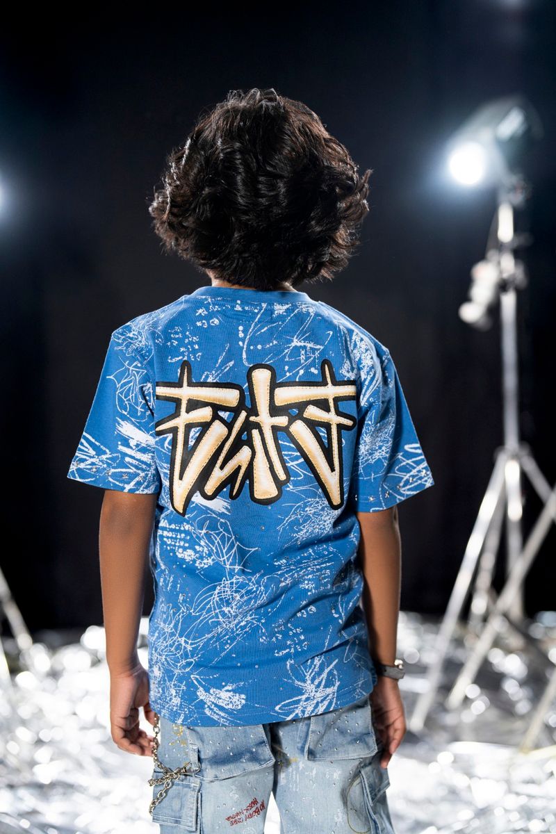 Elite Kids No Finish Line Rhinestone Over Sized Heavy Kids T-Shirt Multi Colors