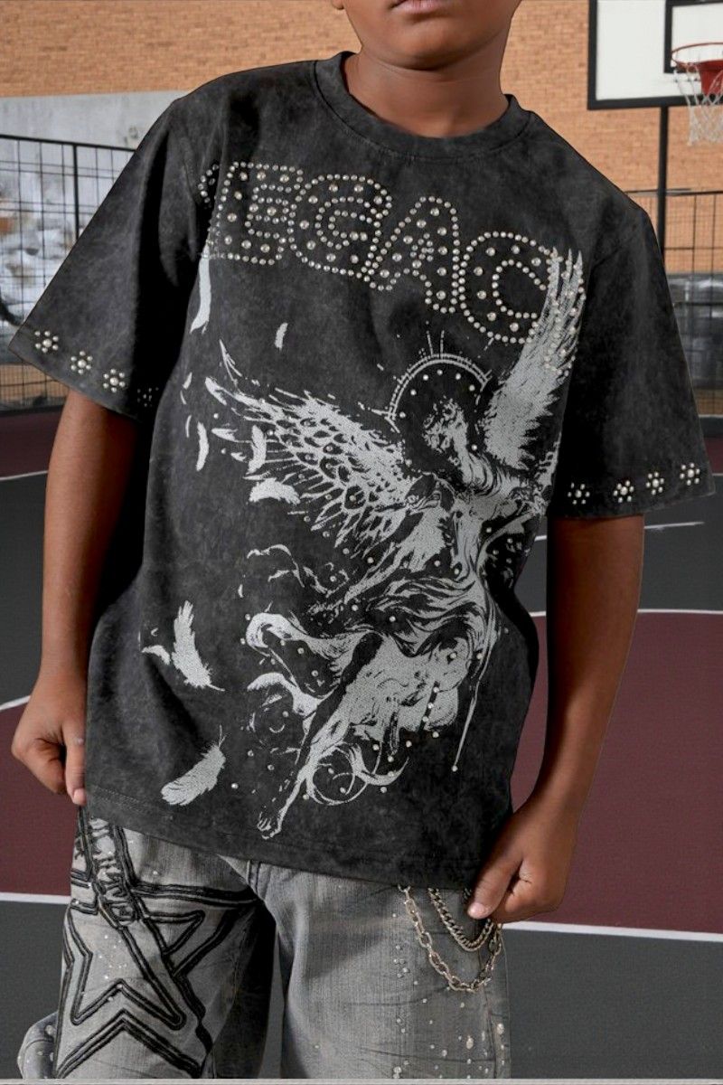 Elite Kids Legacy Washed Heavy Embellished Kids T-Shirt Multi Colors