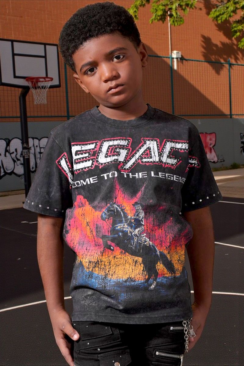 Elite Kids Legends Washed Heavy Embellished Kids T-Shirt Multi Colors