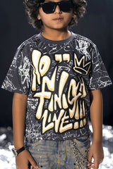 Elite Kids No Finish Line Rhinestone Over Sized Heavy Kids T-Shirt Multi Colors