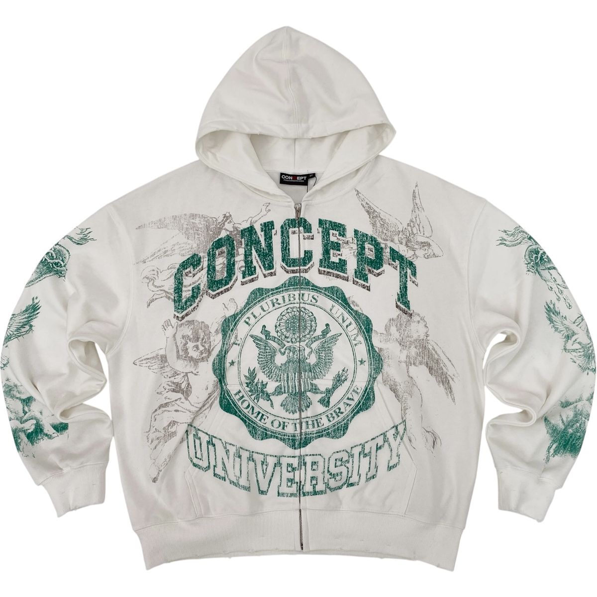 Concept University Hoodie Zip Up - White