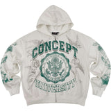 Concept University Hoodie Zip Up - White
