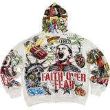 Concept Over Fear Zip Up Hoodie White
