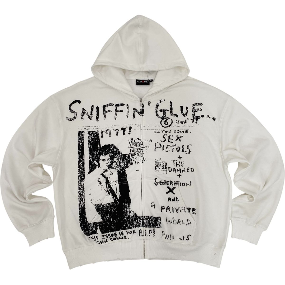Concept Glue Hoodie Zip Up - White