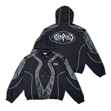 Rare Peace Zip Up Nylon Jacket with PU Leather Studs Multi Colors