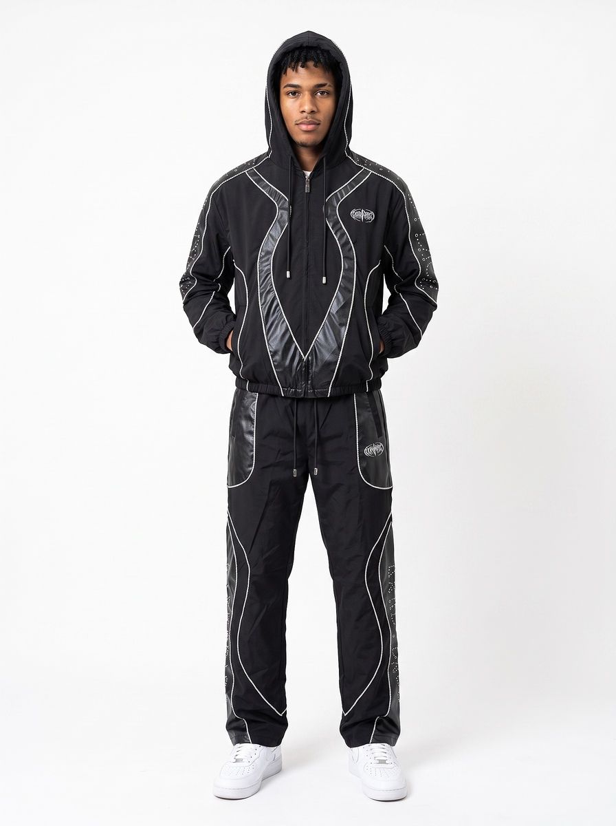 Rare Peace Nylon Jogger with PU Leather Studs Multi Colors