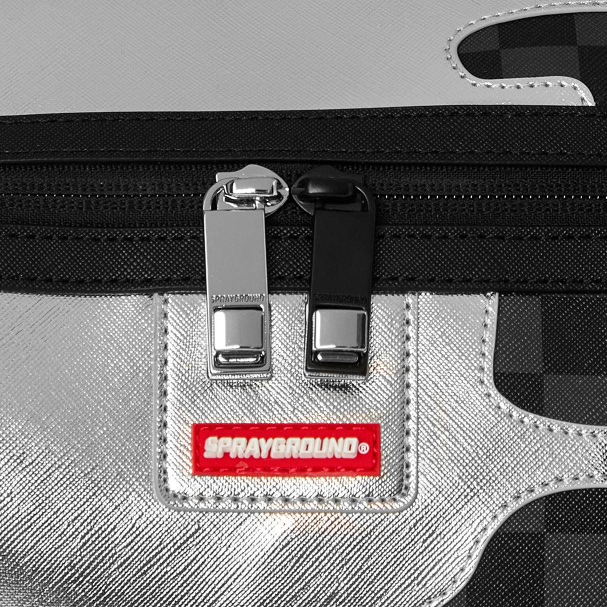 Sprayground Silver Side Drip Black Check Large Duffle