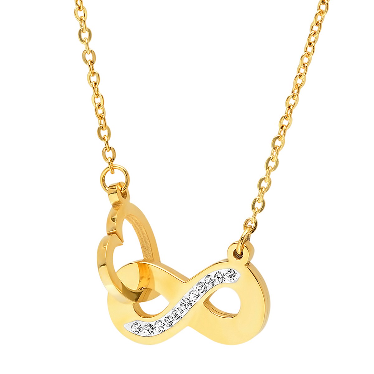 Infinity & Heart Interlocking Necklace Adorned With Swarovski Crystals