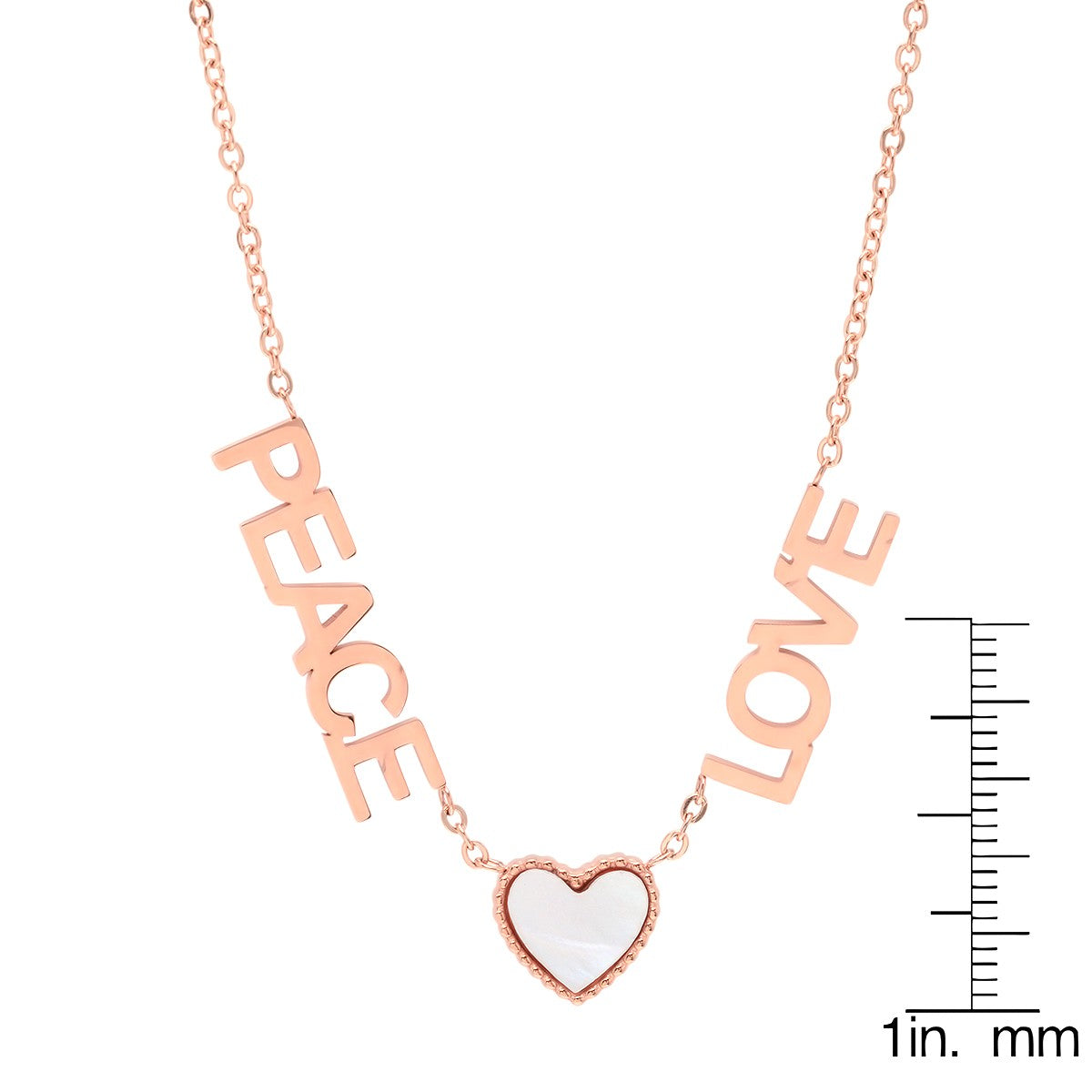 Peace, Love, And Mother Of Pearl Heart Necklace