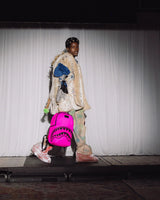 SprayGround Shark Central White Stencil Shark Pink Dlxsv Backpack