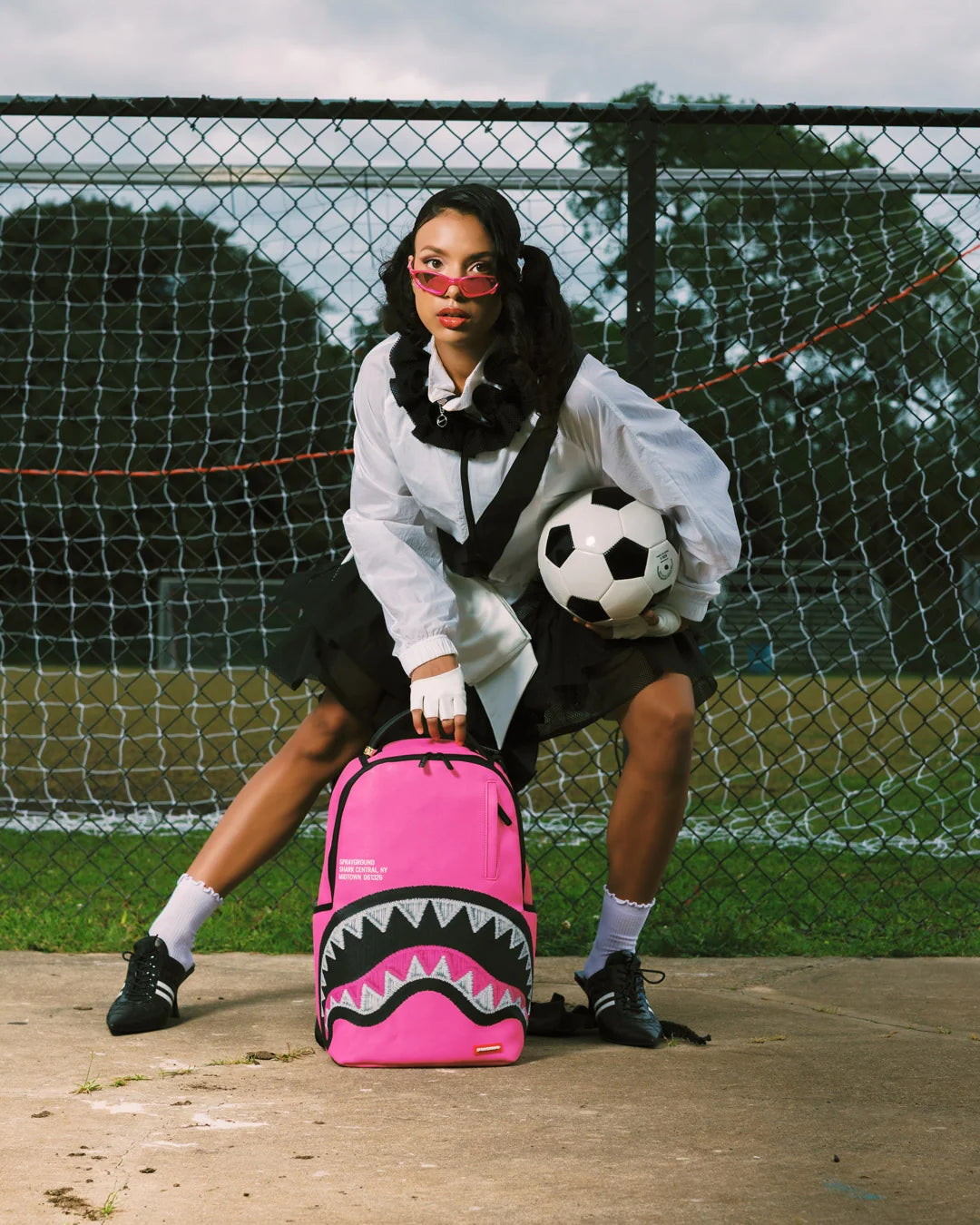 SprayGround Shark Central Pink Embroidered Dlxsv Backpack