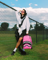 SprayGround Shark Central Pink Embroidered Dlxsv Backpack