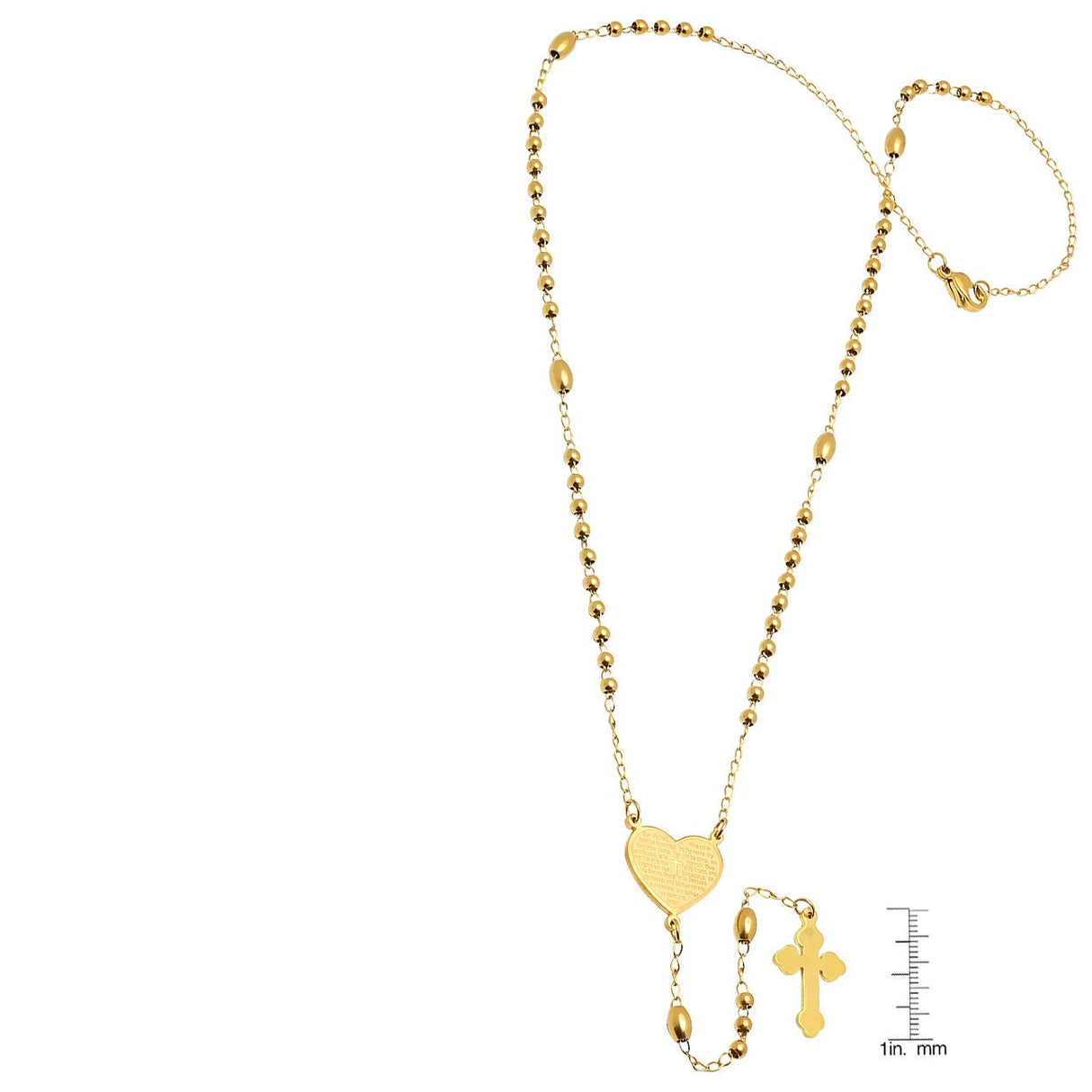 Our Father Prayer Heart Rosary Necklace