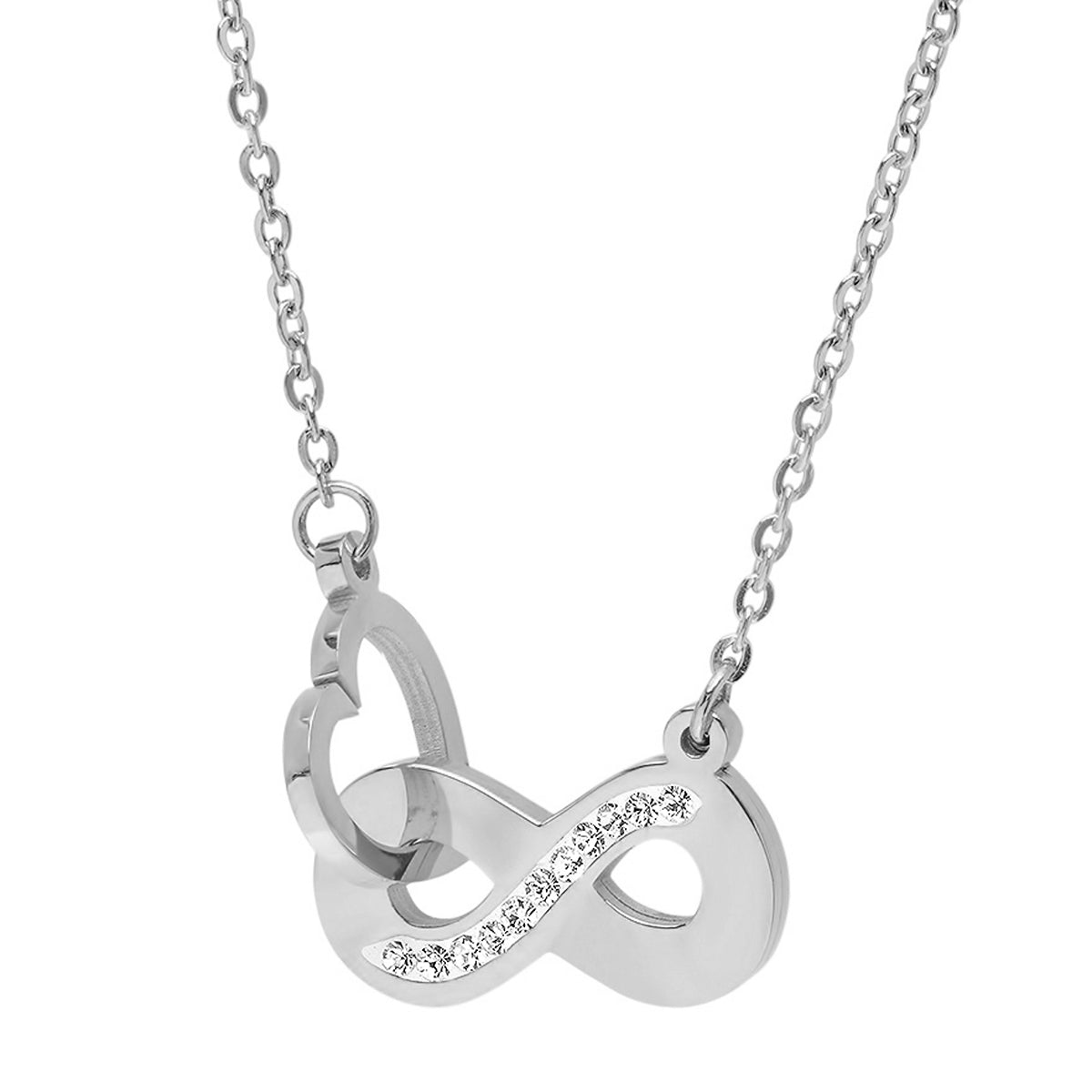 Infinity & Heart Interlocking Necklace Adorned With Swarovski Crystals