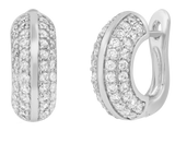 Steeltime 18K Gold Plated Brass Huggie Earrings with Simulated Diamonds