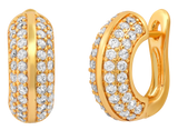 Steeltime 18K Gold Plated Brass Huggie Earrings with Simulated Diamonds