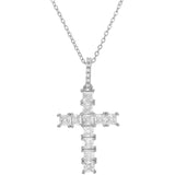 Ladies 18k White Gold Plated Brass And Simulated Diamonds Cross Pendant