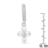 Steeltime Unisex Iced Out Huggie Charm Pendant Brass Earrings with Simulated Diamonds Jewelry Gift (Iced Out Cross )
