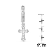 Iced Out Huggie Charm Pendant Brass Earrings with Simulated Diamonds