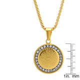 Our Father Prayer Round Pendant With Simulated Diamonds