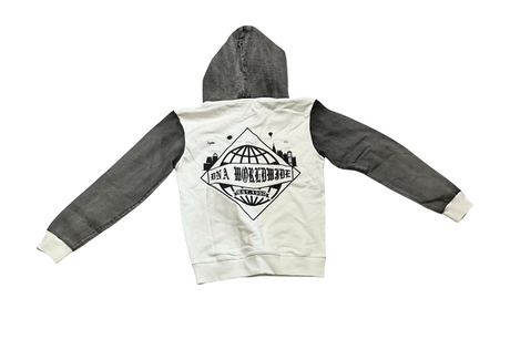 DNA World Wild Hoodie - Denim Hands - White / Black Wash