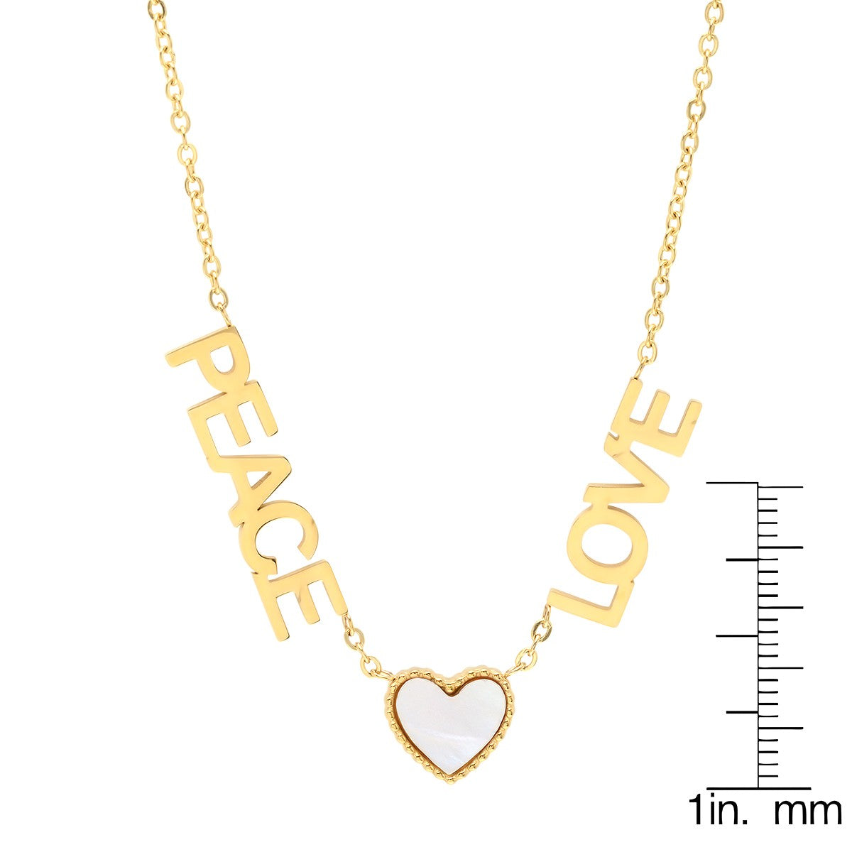 Peace, Love, And Mother Of Pearl Heart Necklace