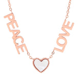 Peace, Love, And Mother Of Pearl Heart Necklace