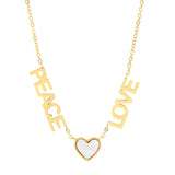 Peace, Love, And Mother Of Pearl Heart Necklace