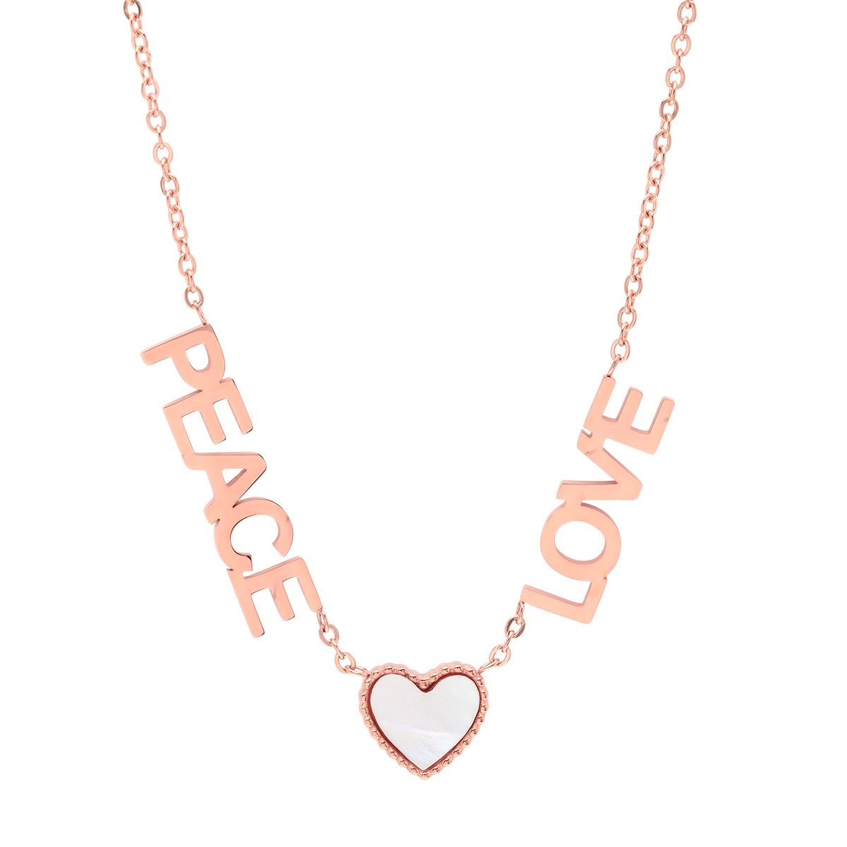 Peace, Love, And Mother Of Pearl Heart Necklace