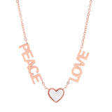 Peace, Love, And Mother Of Pearl Heart Necklace