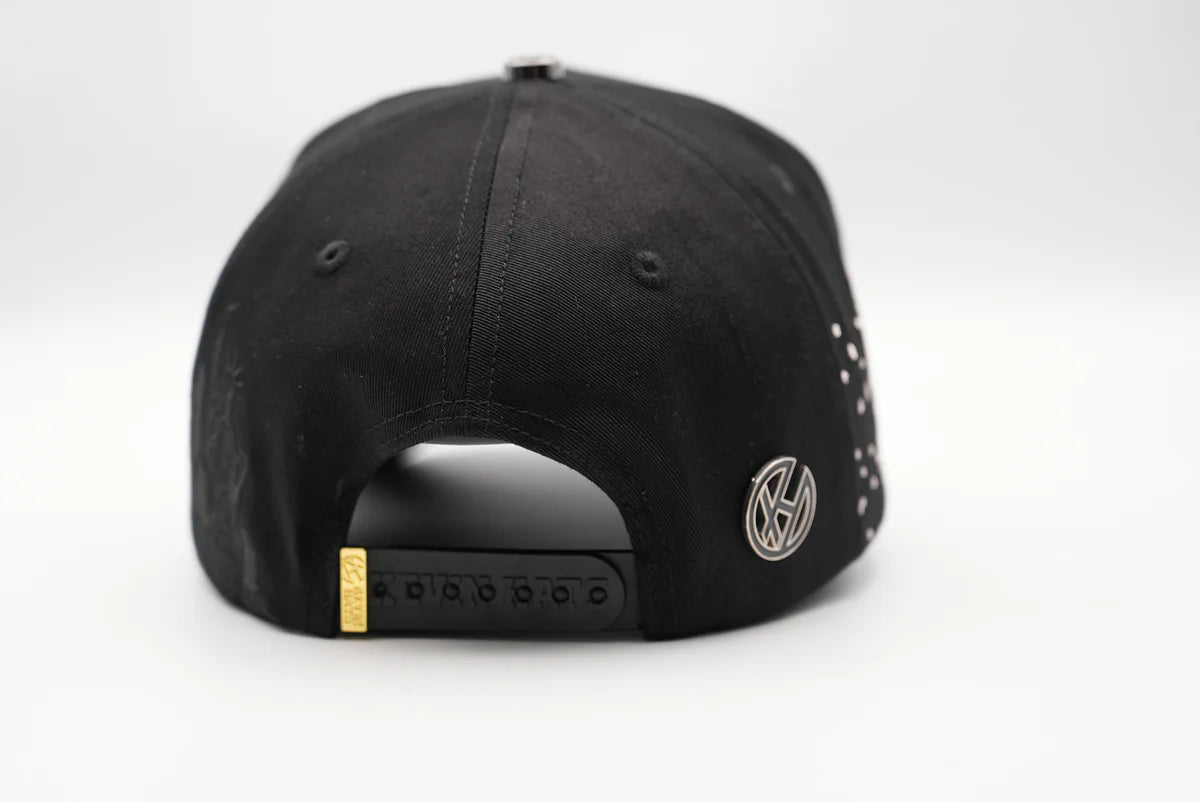 Big Boss New York Pink Flowers Rhinestone Crystal Black