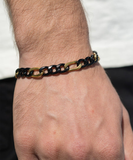 Two Tone Figaro Chain Bracelet