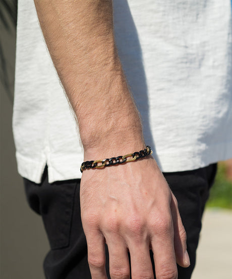 Two Tone Figaro Chain Bracelet