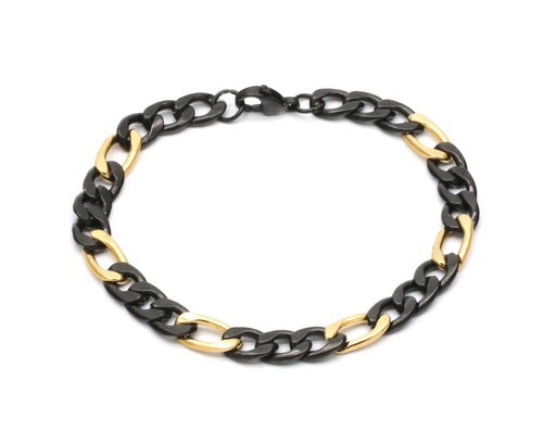 Two Tone Figaro Chain Bracelet