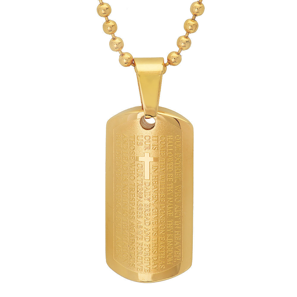 Lords Prayer Beveled Dog Tag