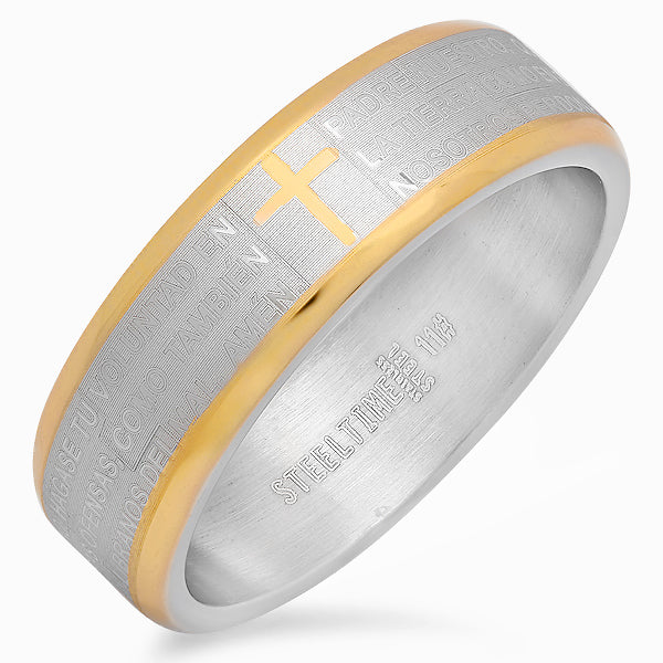 Two-Tone Lord's Prayer Ring in Spanish