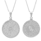 Ladies Double Sided Stainless Steel Lord's Prayer And Serenity Prayer Pendant.