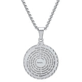 Stainless Steel Notre Pere French Prayer Round Pendant