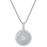 Stainless Steel Notre Pere French Prayer Round Pendant