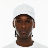 CULT OF INDIVIDUALITY 5 Panel A Frame Trucker Hat with Pearls in White