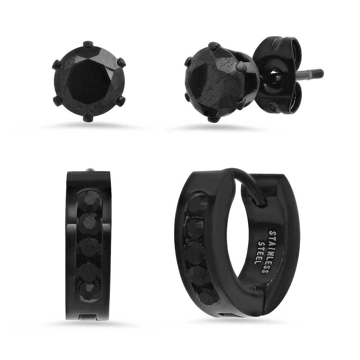 Inline Skinny Huggie Earring Set