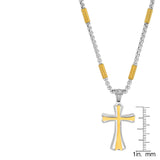 Two Tone Stainless Steel And 18K Gold Plated Tube Link Cross Pendant