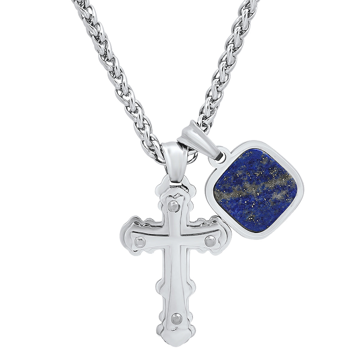 3D Scalloped Gothic Cross + Stone Accent
