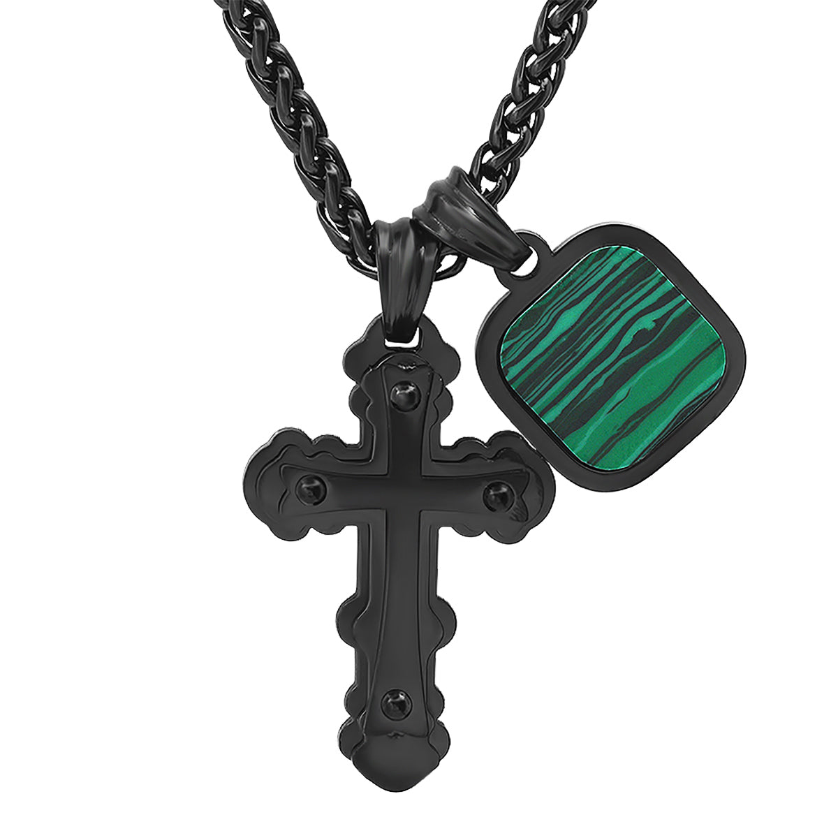 3D Scalloped Gothic Cross + Stone Accent