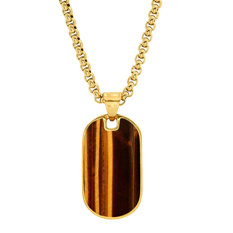 Tiger Eye Dog Tag Necklace
