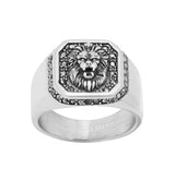 Lion's Head Stone Accented Statement Ring